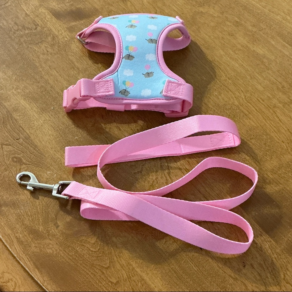 Pink and Blue Pusheen Cat Harness and Leash